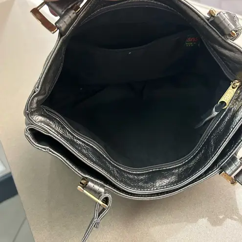 Bag Silver Shoulder Bag with Glossy Finish and Medium Size by sas