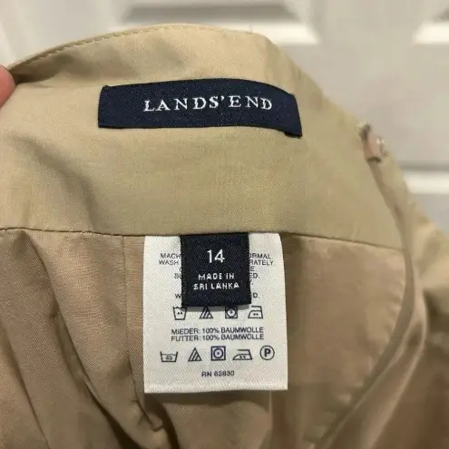 Lands' End Lands’ End Tan Cotton Skirt Lining Pockets Cotton‎ 14 Capsule Minimalist Preppy