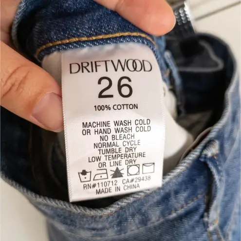 Driftwood Royce Jean Medium Blue Wash Straight Leg Raw Hem Cotton Women's 26