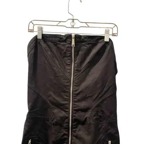 Diesel Strapless Black Dress Women's Size Medium Cotton Blend Zippers Open Back