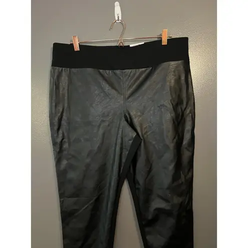 INC International Concepts Pants Womens 2XL Skinny Faux Leather Front Stretch Black Size XXL