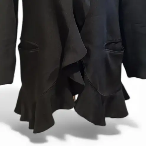 Emanuel Ungaro Black Long Ruffle Blazer Single Button Vintage Large