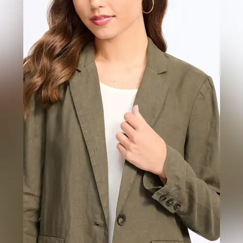 Michael Stars Lottie Linen Blazer Women’s Size M Olive Green Button Closure NWOT