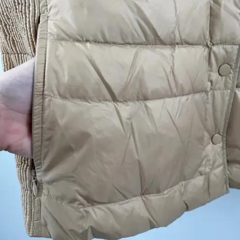 J. Jill Down Vest Size Large Quilted & Smocked Puffer Winter Fall Lightweight Tan