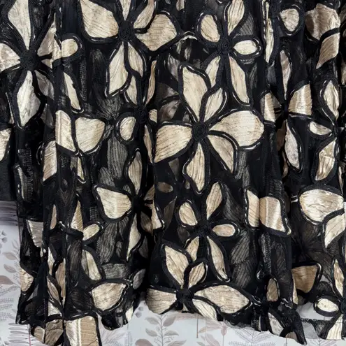 Textured Floral Mesh Jacket Black & Gold Damee Inc Evening Cocktail OX Large