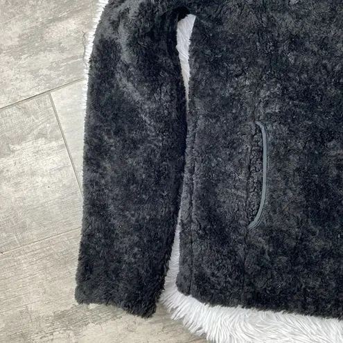 prAna Black Good Lux Fuzzy Full Zip Up Jacket Quilted Sherpa Size XS