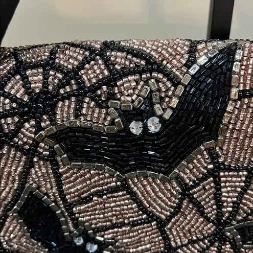 From India To You | Beaded Bat w/ Spider Webs Shoulder Bag Black