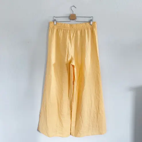 CALIA Linen Blend High Waisted Wide Leg Cover Up Swim Pant Sunrise Orange Size L Size L