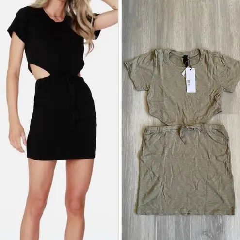 Bobi Revolve Cutout Detail Short Sleeves Mini Dress - basil green size Small