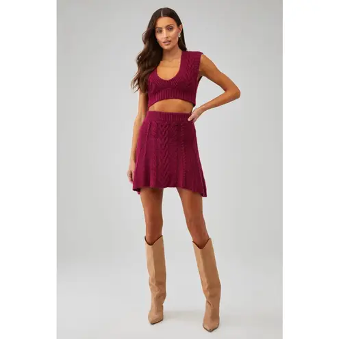 For Love & Lemons Magenta Cable Knit Layton Mini Skirt S