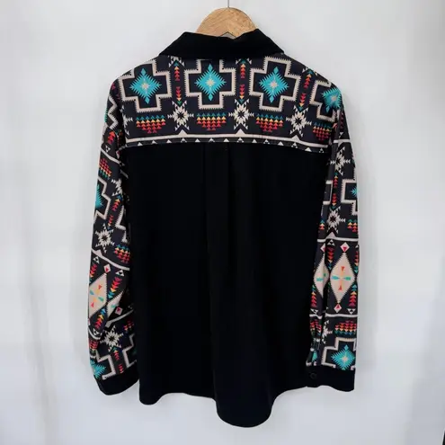 Rowdy Crowd Southwest Cowgirl Corduroy Button Front Shirt Jacket Womens L Black Size L
