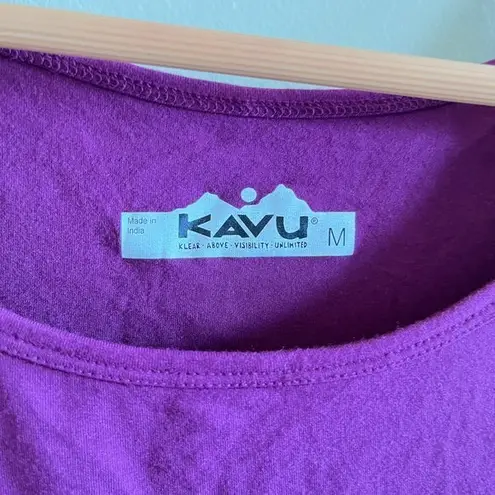 KAVU Women's Islander Viscose Tee Boat Neck Shirt Purple Size M Top Boxy Fit