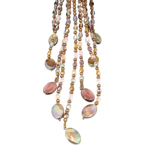 Joan Rivers New Starlet Style Beaded Flower Cluster Fringe Neutral Necklace