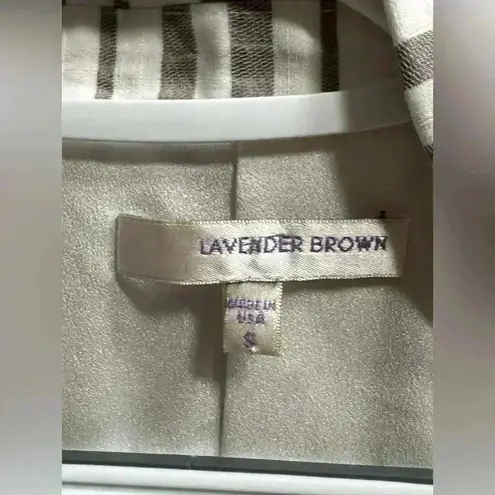 Lavender Brown White & Grey Striped Linen Lightweight Blazer Jacket | Size S