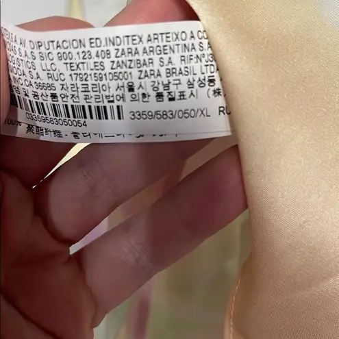 ZARA  WOMENS TIE DYE WATERCOLOR SATIN COWL NECK MINI SLIP DRESS XL PINK YELLOW