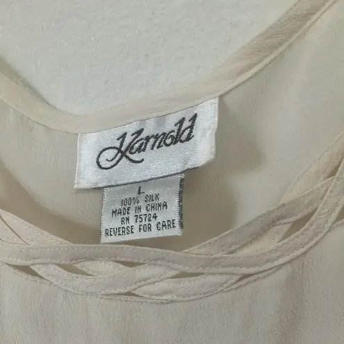 None Silk Cream Tank Top large