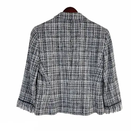 Etcetera Plaid Tweed Fringe Blazer Women’s Size 4 Classic Professional Jacket