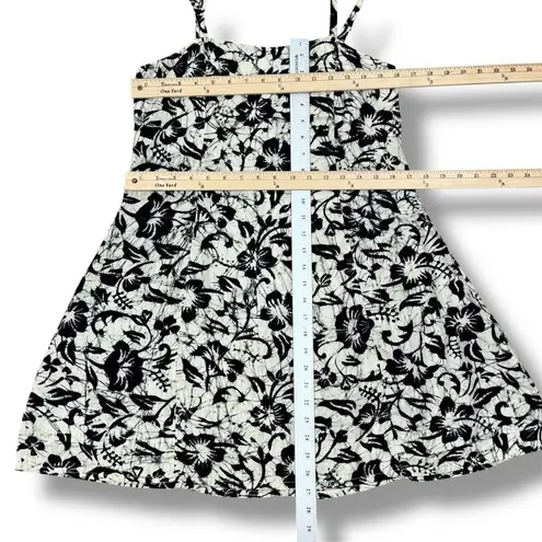 Far Away Tropical Floral Print A Line Sundress Cream Black Small