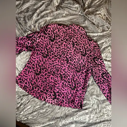 Purple Silk Sequin/Beaded Leopard Print Lined Buttonup Size M