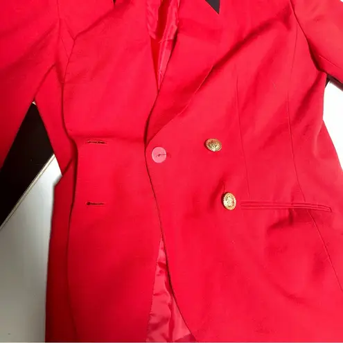 Vintage 80s 90s Morgan Miller Red & Black Blazer Shoulder Pads Gold Buttons sz M Size M