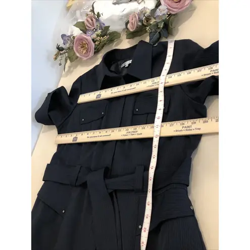 Sandra Darren Dress 16 Navy Blue Pinstripes Button Closure Collared Short Sleeve - Image 11