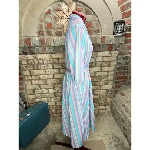 shirt dress striped pastel blue pink white matching belt