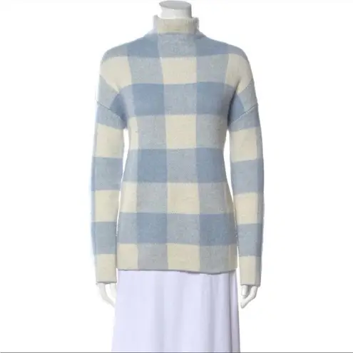 ✨HP✨women mock neck plaid light blue & white sweater & hat set✨ Blue