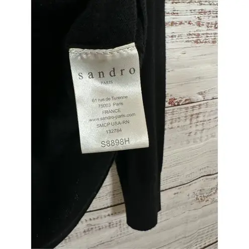 Sandro Paris Womens Wool Cashmere Long Sleeve Lace Accent Blouse Black 1 Small