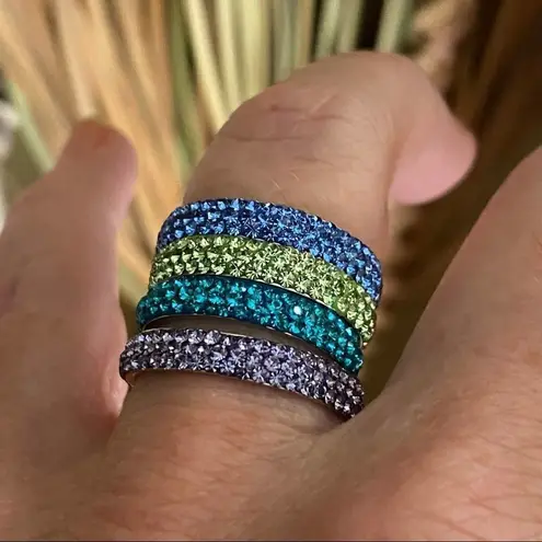 Stainless Steel Top Grade Tanzanite Crystal Ring Size 7,8,9,10