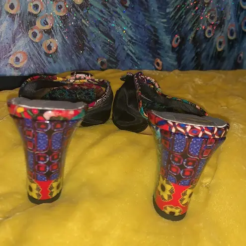 Azuree Cannes Size 5.5 Beaded Mesh Open Toe Chunk Heels