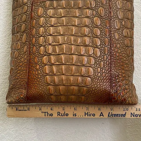 Brahmin Vintage  Pecan Toasted Almond  Embossed Croc Leather Shoulder Purse Bag