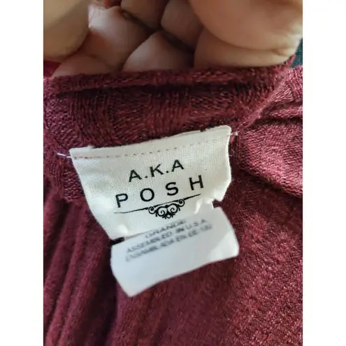 A.K.A Posh Women's Maroon Polyester Round Neck Short Sleeve Knee Length Dress L Red Size L