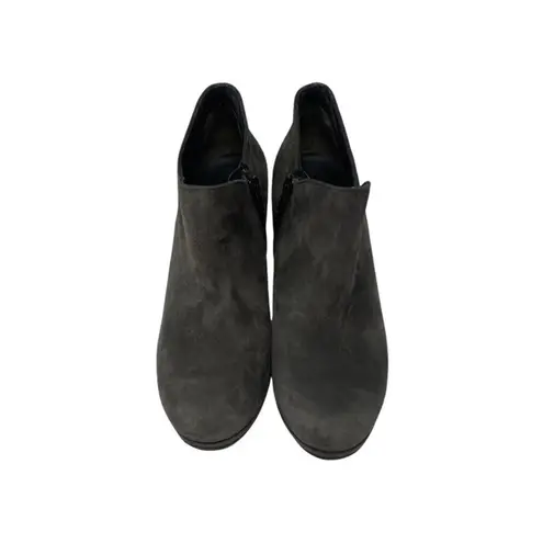 Paul Green Jazzy Suede Ankle Booties Heeled Charcoal Grey Side Zip Size 5.5