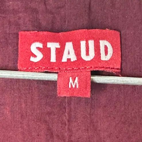 STAUD Peggy Top Plum Cotton Poplin Peplum Blouse Size Medium NWT Red