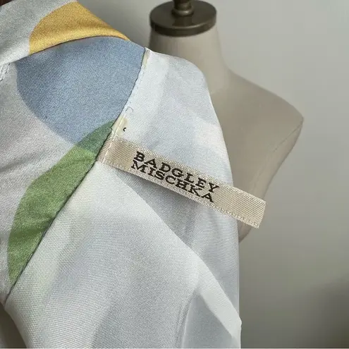 Badgley Mischka Silk Bubble Spotted Print Button Down Shirt Dress