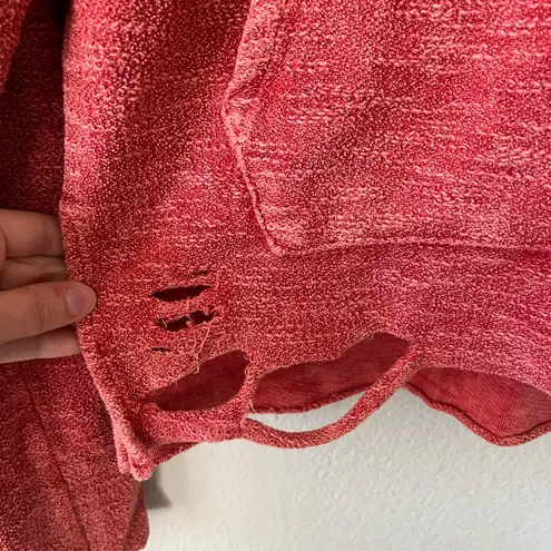 Alchemist Baja Distressed V Neck Pullover Sweatshirt in Red Women's Size XS