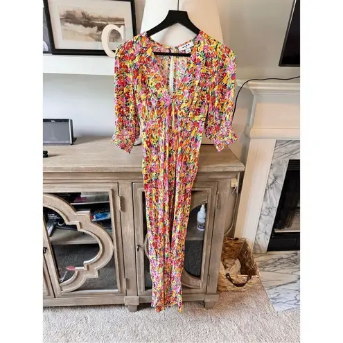 RIXO Target Floral Puff Sleeve Dress V