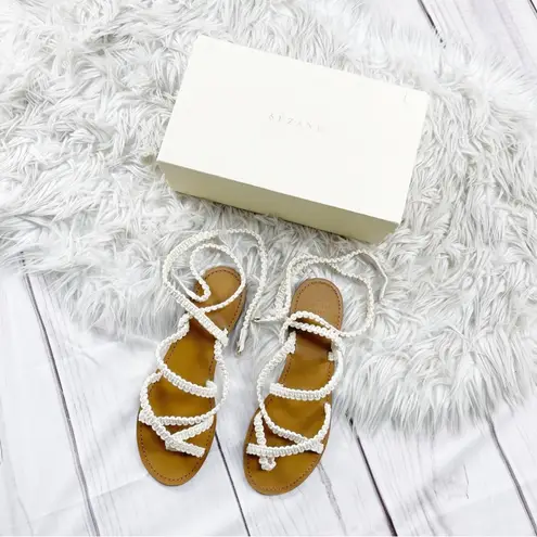 Sézane Sezane Low Arthur Braided Ecru Ankle Strap Flat Sandals in Cream Size 42