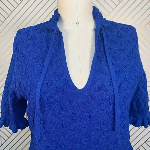 Sandro Roman Ruffle-Trimmed Sweater Egyptian Blue