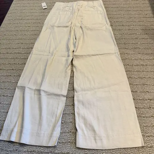 Maeve NWT Collette Cropped Linen Wide Leg Off-White Pants | 29