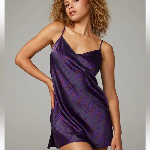 SAVAGE X FENTY Night Star Chaser Satin Purple Geometric Slip Dress Size undefined