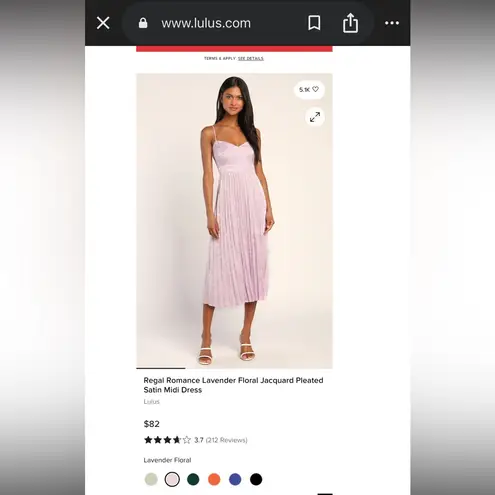 Lulu's Lavender Pleated Midi Dress XL Purple