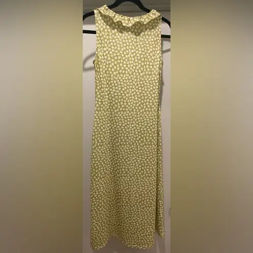 Grace Karin Lime Green & White Floral Print Fitted Midi Dress - S