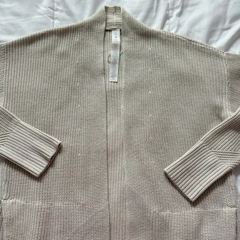Lululemon Womens Long Sleeve Open Front Cardigan Sweater Tan Womens Size M/L White Size L