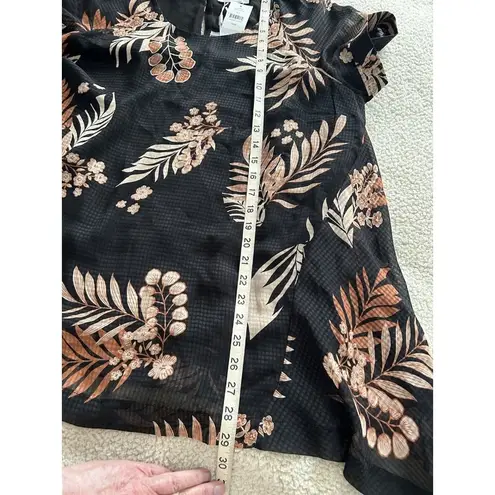 Estelle Capri Sunset Print Top Plus Size Black Floral Print Shark Bite Hem 14W