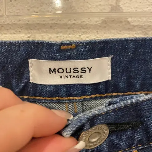 MOUSSY VINTAGE Blue Japanese Denim Rhode Cropped Flare High Rise Jeans 30 EUC