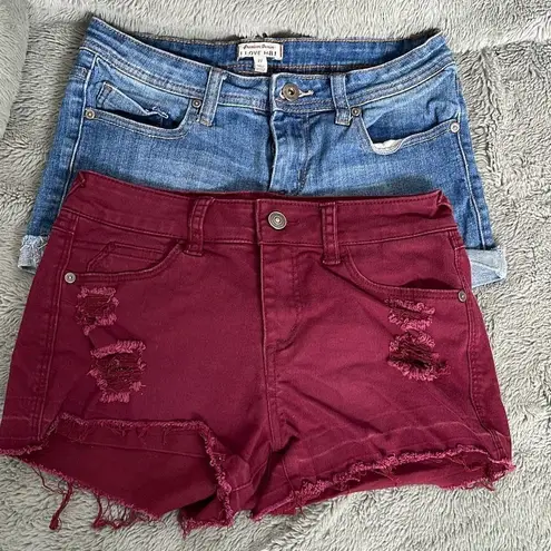 Harper/I Love H81 Short Bundle Size 27. Maroon and Blue Denim Blue