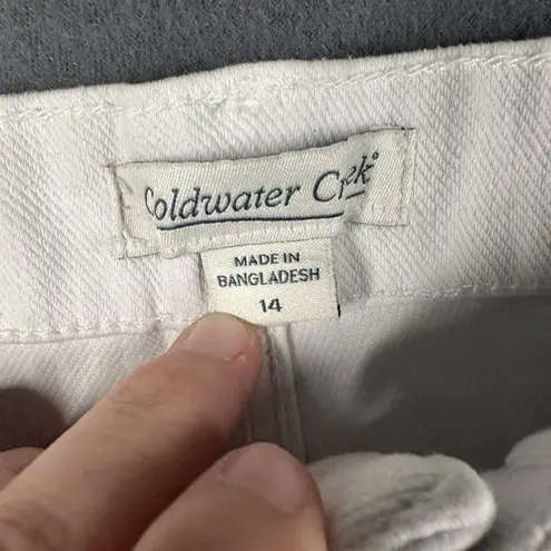 Coldwater Creek Pants Womens 14 White Straight Leg Stretch Denim Casual Cropped