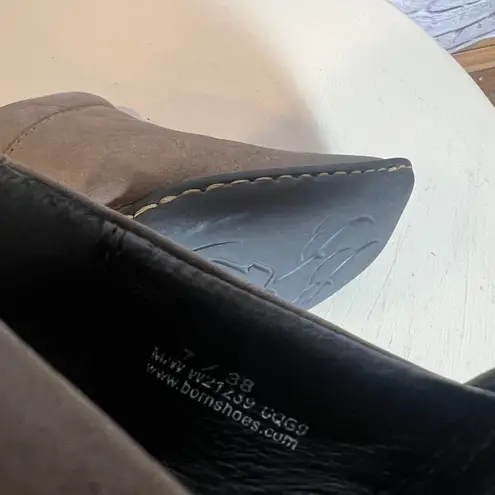 Born Brown Leather Slip On Mule Clog Shoes Women's 7