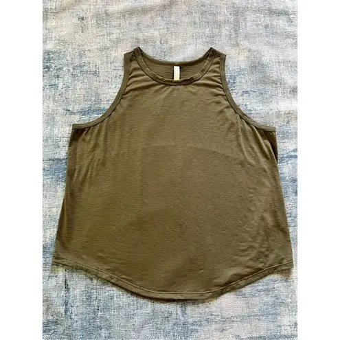Zella  Spark Slub Jersey Tank in Olive Night Women's 1X